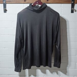 Terramar Silkskins Turtleneck Base Layer Shirt Mens L Black Stretch Lightweight